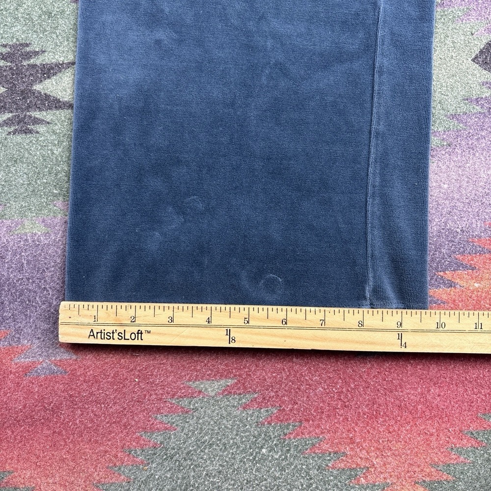 Vintage Y2K Juicy Couture Track Pants Size Medium Blue Low Rise Wide Leg Velour - Picture 11 of 11